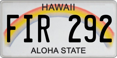 HI license plate FIR292