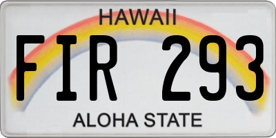 HI license plate FIR293