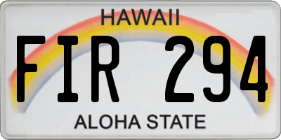 HI license plate FIR294