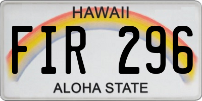 HI license plate FIR296