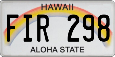HI license plate FIR298