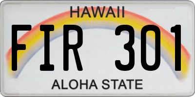 HI license plate FIR301