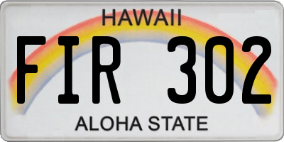 HI license plate FIR302