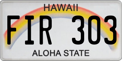 HI license plate FIR303