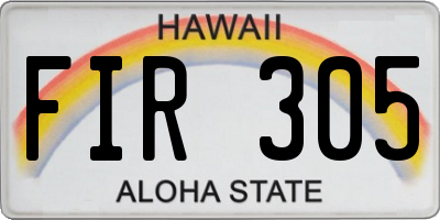 HI license plate FIR305