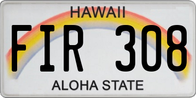 HI license plate FIR308