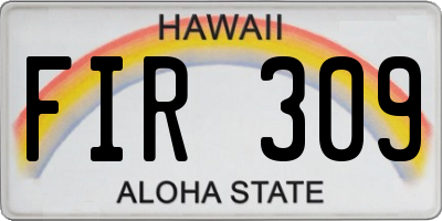 HI license plate FIR309