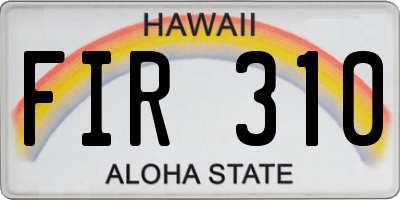 HI license plate FIR310