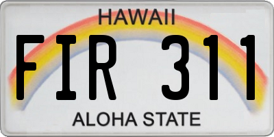 HI license plate FIR311