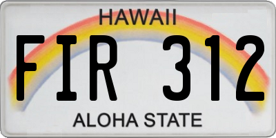 HI license plate FIR312