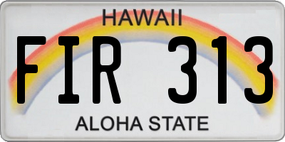 HI license plate FIR313