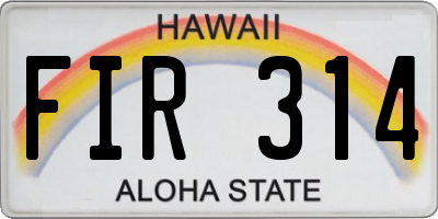 HI license plate FIR314