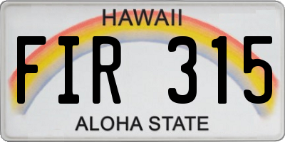 HI license plate FIR315