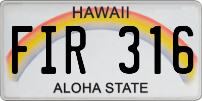 HI license plate FIR316