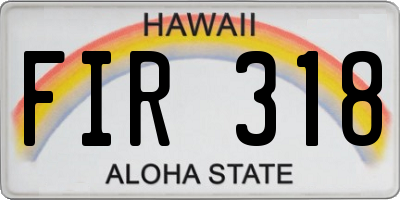 HI license plate FIR318