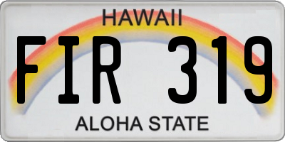 HI license plate FIR319
