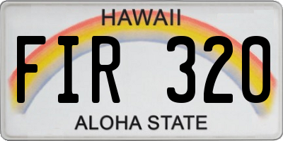 HI license plate FIR320