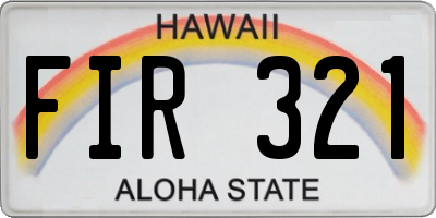 HI license plate FIR321