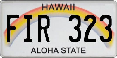 HI license plate FIR323