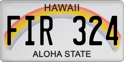 HI license plate FIR324