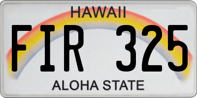 HI license plate FIR325