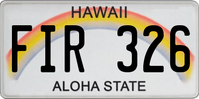 HI license plate FIR326