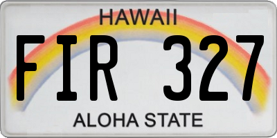 HI license plate FIR327