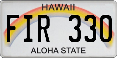 HI license plate FIR330