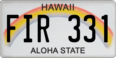 HI license plate FIR331