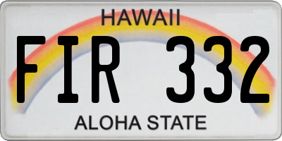 HI license plate FIR332