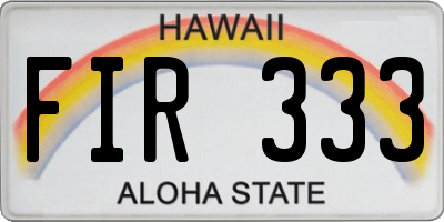 HI license plate FIR333