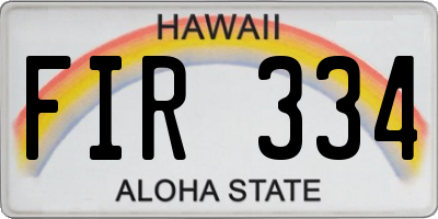 HI license plate FIR334