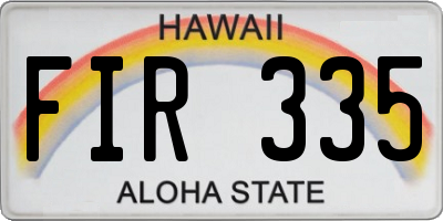 HI license plate FIR335