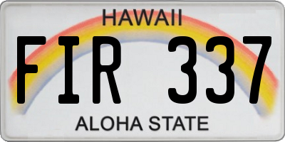 HI license plate FIR337