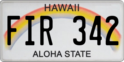 HI license plate FIR342