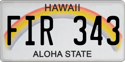 HI license plate FIR343