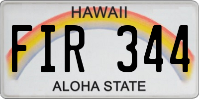 HI license plate FIR344