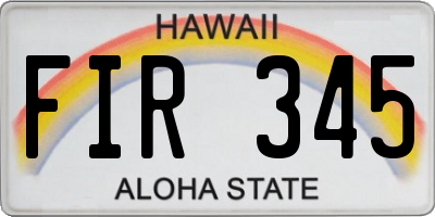 HI license plate FIR345