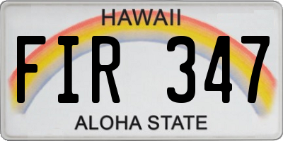 HI license plate FIR347