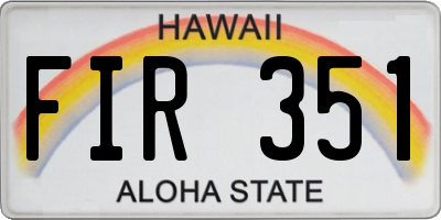 HI license plate FIR351