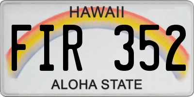 HI license plate FIR352