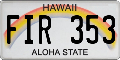HI license plate FIR353