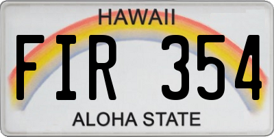 HI license plate FIR354