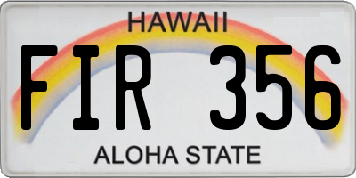 HI license plate FIR356