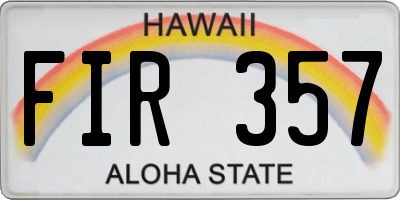 HI license plate FIR357