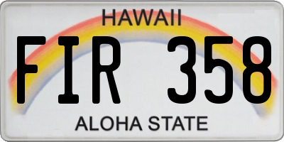 HI license plate FIR358
