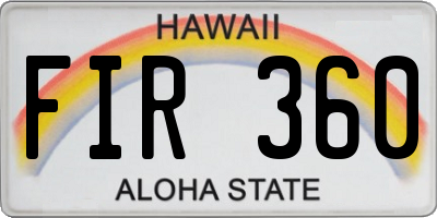 HI license plate FIR360