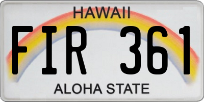 HI license plate FIR361