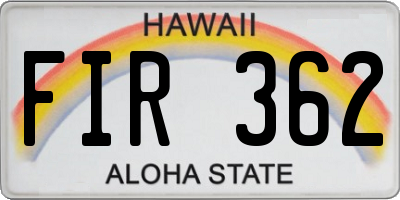 HI license plate FIR362