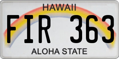 HI license plate FIR363